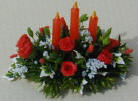 Scarlet Roses, Ivy and Gypsophilia Candle Display